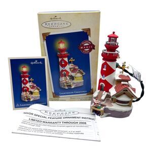 Hallmark Keepsake Christmas Ornament Lighthouse Greetings Lights Up #9 New 2005